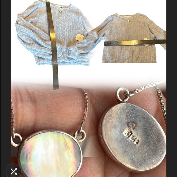 Altar'd State “Elm Eyelash” Lilac Blue Sweater & Sterling Silver MOP Necklace - Picture 11 of 16